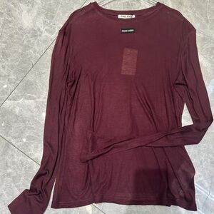 Miu Miu Deep Burgundy Long Sleeve Shirt